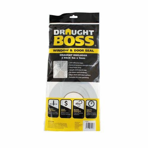 Draught Boss Window And Door Weather Strips 4m White Pack of 2