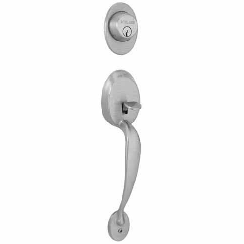 Schlage Plymouth Accent Entrance Handle Set 315mm Satin Chrome Plate