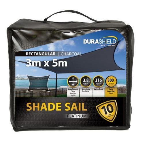Durashield Platinum Shade Sail Platinum Rectangle 3 X 5M Charcoal