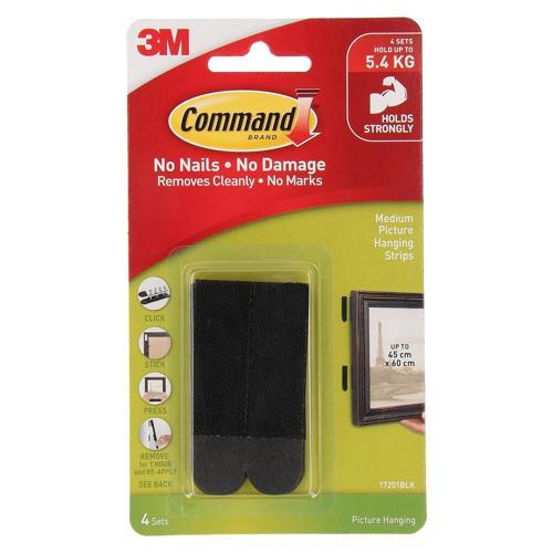 Command Picture Hanging Strips Medium Black Pack of 4