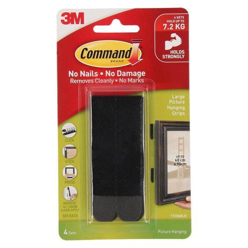 Command Picture Hanging Strips Large Black Pack of 4