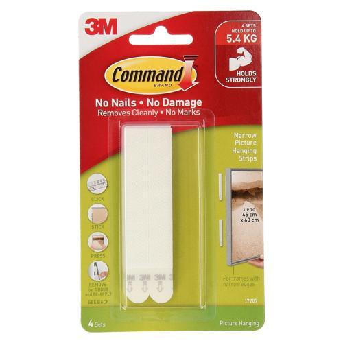 Command Picture Hanging Strips Narrow White Pack of 4