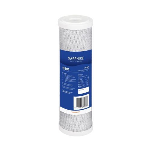 Sapphire 1 Micron Carbon Block Water Filter Cartridge 2.5 X 10 Inches White And