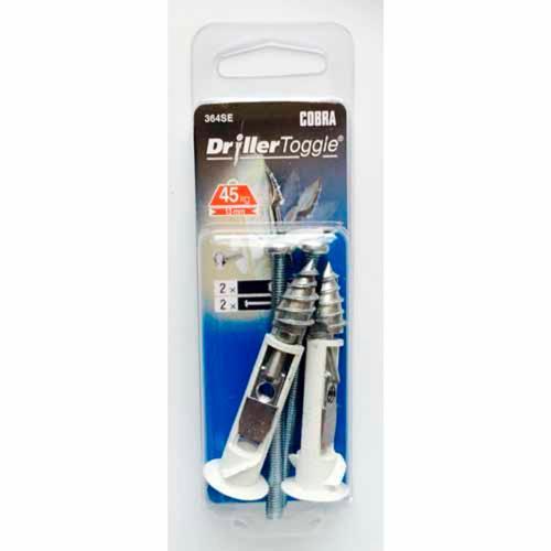 Cobra Self Drilling Toggles For Plasterboard 2 Pack M5 X 75mm Pack of 2