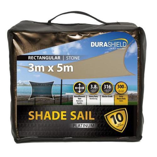 Durashield Shade Sail Platinum Rectangle 3 X 5M Stone