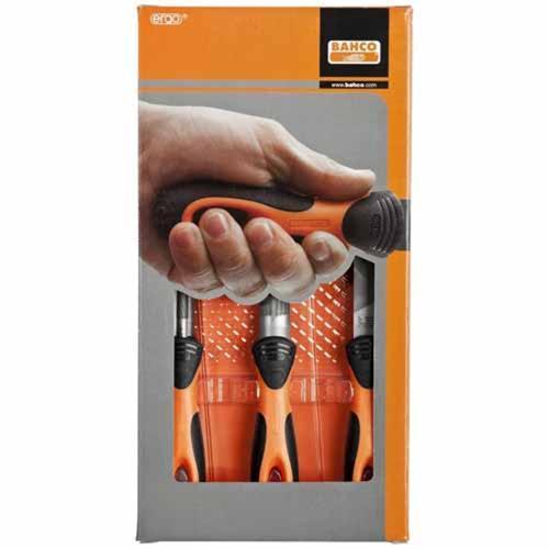 Bahco File Set 203.2mm 3 Piece Black Orange And Silver
