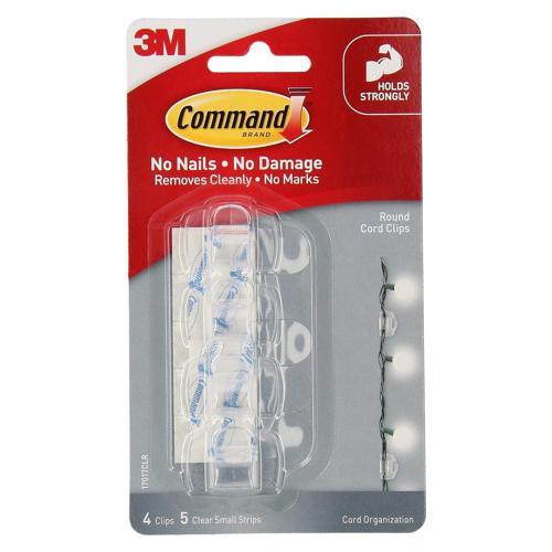 Command Adhesive Round Cord Clips Pack of 4 Clear