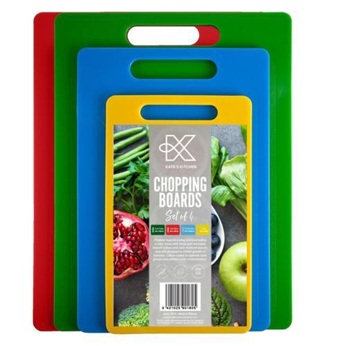 Kates Kitchen Chopping Board Set 340mm 245mm 29mm Green Red Blue Pack of 4