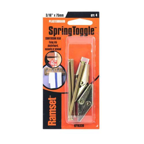 Ramset Spring Toggle Countersunk 3/16 Inch X 75mm Pack of 4