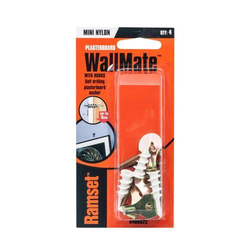 Ramset Mini Wallmate With Screws 6-7G X 15mm Nylon Pack of 4