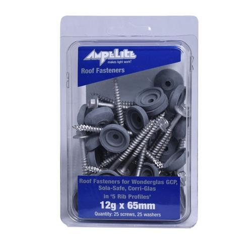 Ampelite Roof Fasteners 12g X 65mm Pack of 25 Grey