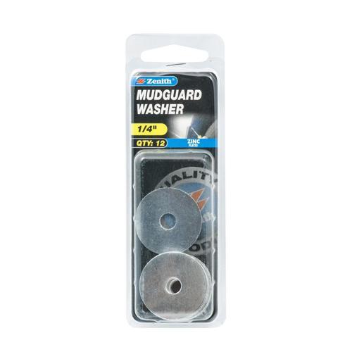 Zenith Mudguard Washer 1/4 Inch Zinc Plated Pack of 12