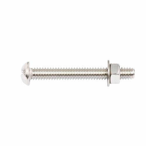 Zenith Round Head Bolt & Nut 1/4 Inch X 50mm Stainless Steel Pack of 2