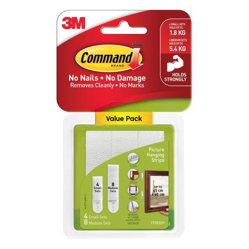 Command Picture Hanging Strips Small And Medium White Pack of 12