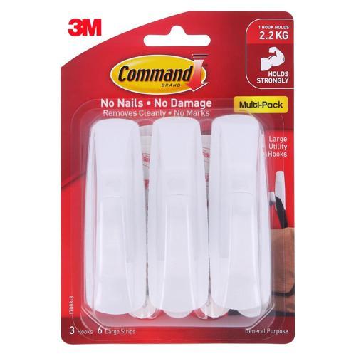Command Hooks Large White Pack of 3