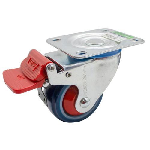 Winmore Hardware Rubber Swivel Castor With Brake 80mm Blue