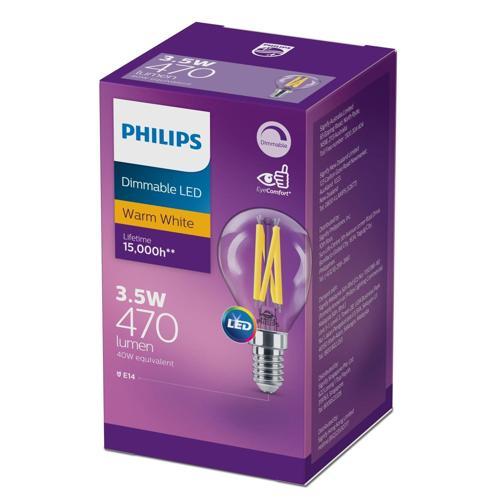 Philips LED Lustre 3.5 Watt 470 Lumens Small Edison Scre Watt Filament Clear