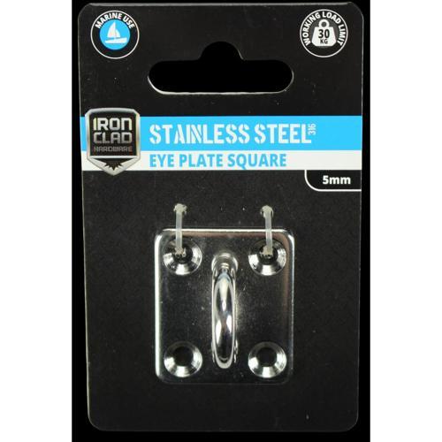 Iron Clad Square Eye Plate 5mm Stainless Steel 316