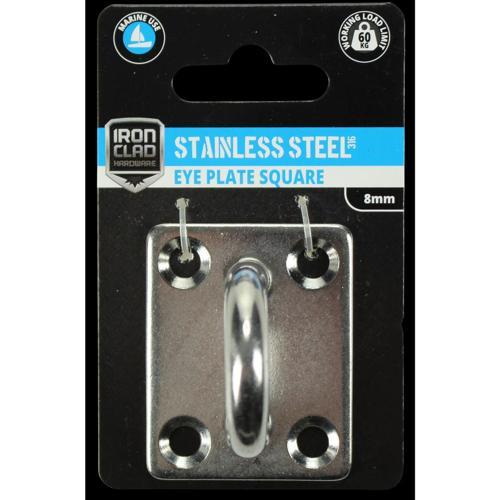 Iron Clad Square Eye Plate 8mm Stainless Steel 316