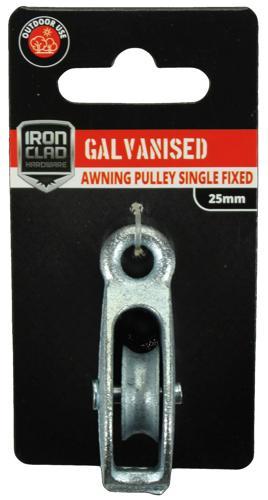 Iron Clad Single Fixed Awning Pulley 25mm Galvanised