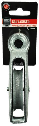 Iron Clad Single Fixed Awning Pulley 75mm Galvanised