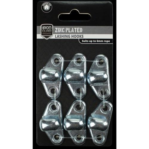Iron Clad Lashing Hook 6mm Zinc Plated Pack of 6