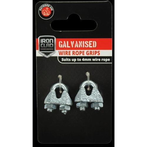 Iron Clad Wire Rope Grip 4mm Galvanised Pack of 2