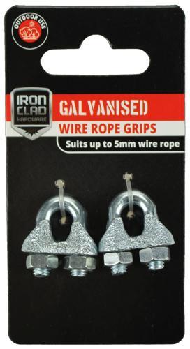 Iron Clad Wire Rope Grip 5mm Galvanised Pack of 2