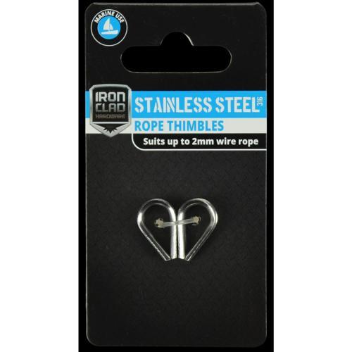 Iron Clad Rope Thimble 2mm Stainless Steel 316 Pack of 2