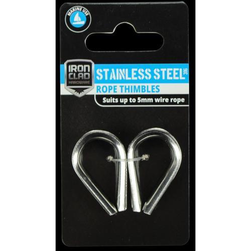 Iron Clad Rope Thimble 5mm Stainless Steel 316 Pack of 2