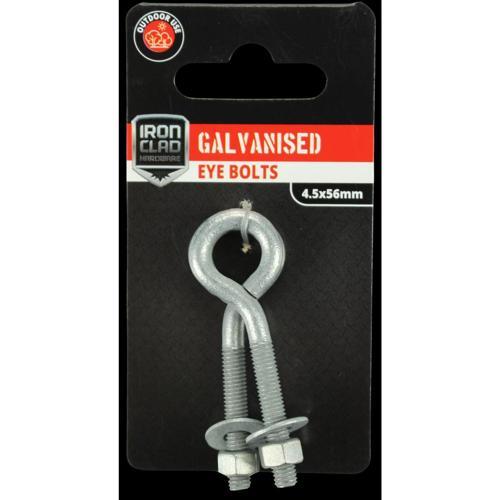 Iron Clad Eye Bolt 4.5x56mm Galvanised Pack of 2