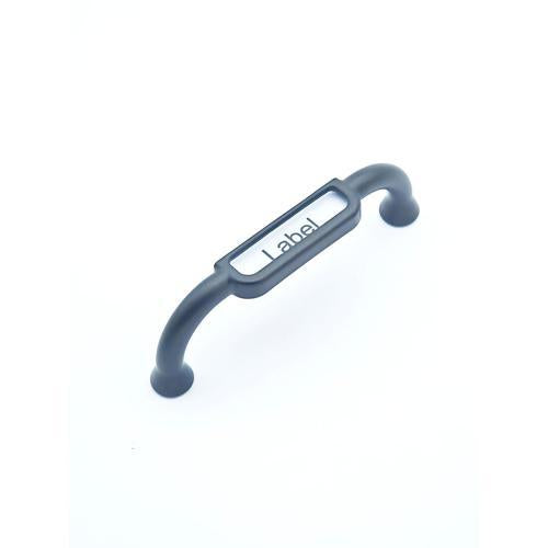 Cabinet Handles With Label Holder 96mm Black Pack of 2
