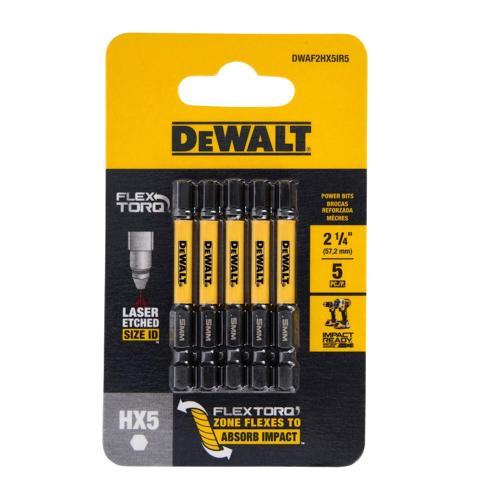 DeWALT FLEXTORQ HEX H5 Impact Screwdriving Bits Pack 5