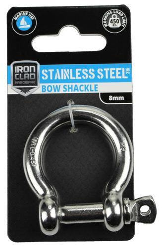 Iron Clad Bow Shackle 8mm Stainless Steel 316