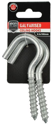 Iron Clad Ceiling Hooks 9.5x100mm Galvanised Pack of 2