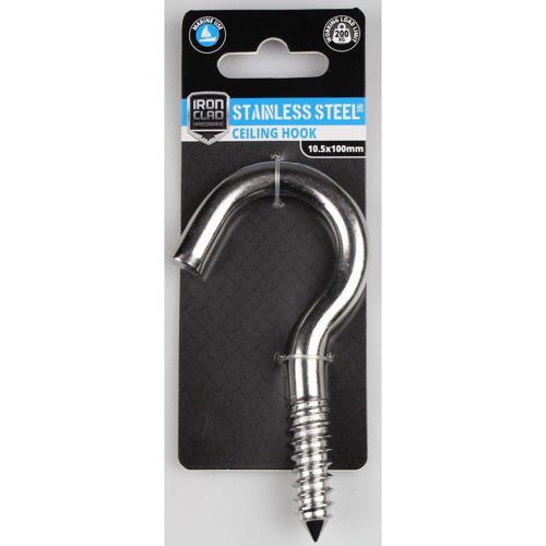 Iron Clad Ceiling Hooks 10.5x100mm Stainless Steel 316