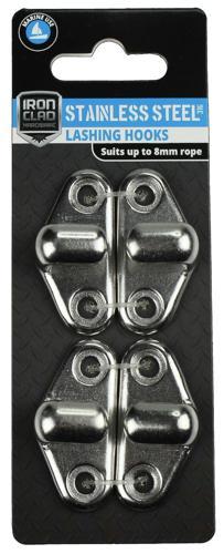 Iron Clad Lashing Hooks 8mm Stainless Steel 316 Pack of 4