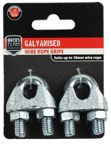 Iron Clad Wire Rope Grips 10mm Galvanised Pack of 2