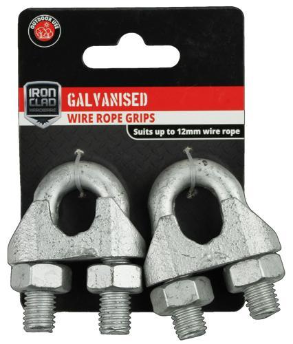 Iron Clad Wire Rope Grips 12mm Galvanised Pack of 2
