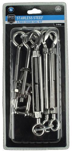 Iron Clad Shade Sail Kit 3-Way Stainless Steel 316