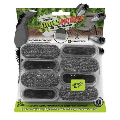Slipstick GorillaOutdoor Rectangular Clear Sleeve Glides With Marine Pack of 8