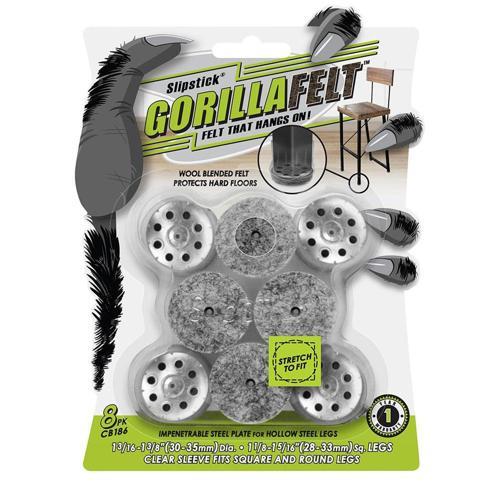 Slipstick GorillaFelt Round Clear Sleeve Glides With Felt 30 To 35mm Pack of 8