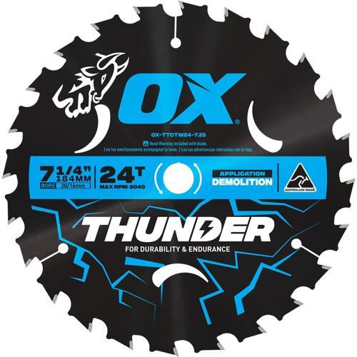 Ox Thunder Circular Saw Blade 24T 184mm Black