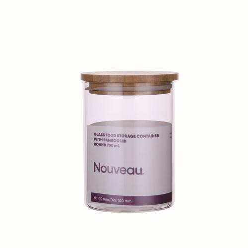 Nouveau Container Food Glass With Bamboo Lid 700mL