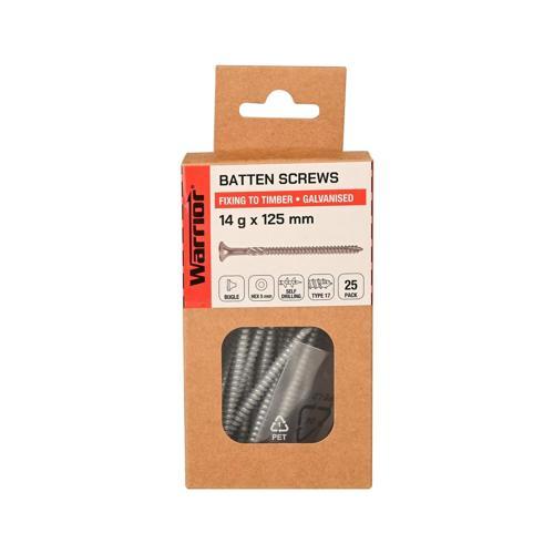 Warrior Batten Screws 14 G X 125mm Galvanised Pack of 25