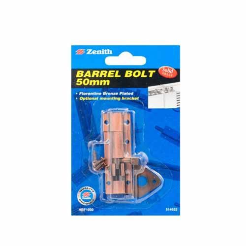Zenith Barrel & Security Bolt 50mm Florentine Bronze Plated