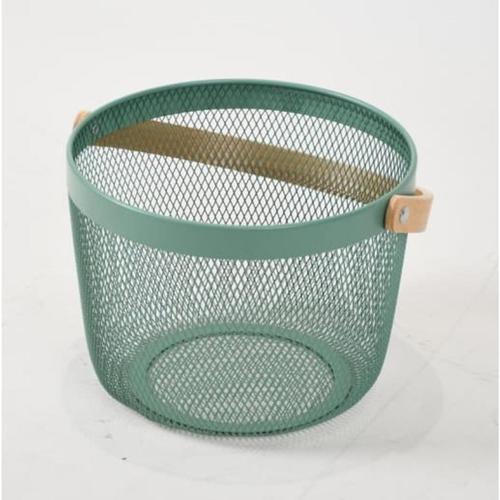 Nouveau Basket Mesh Round Wood Handle Green