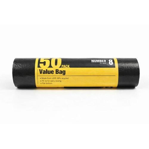 Number 8 Rubbish Bag Standard With Tie 60L 50 Pack