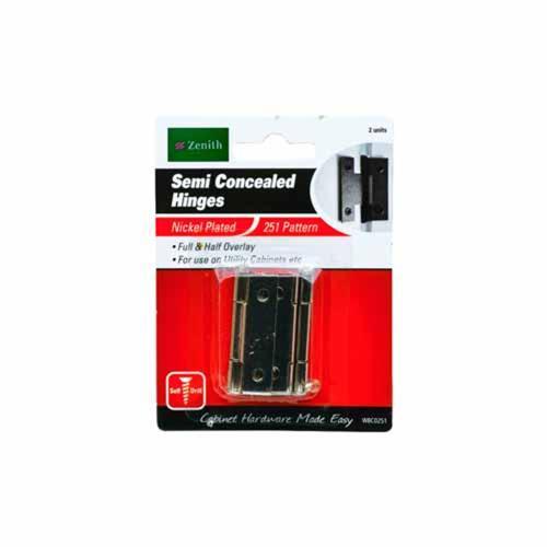 Zenith Semi Concealed Hinges Nickel Plated Pack of 2 WBC0251