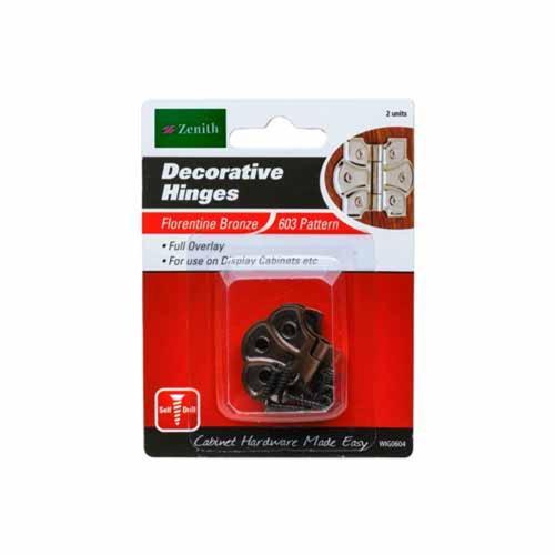Zenith Decorative Hinges 35mm Florentine Bronze Pack of 2